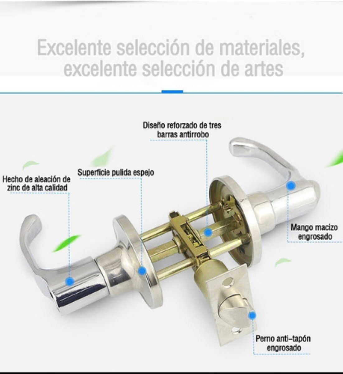 Cerradura Chapa Manija Para Puerta Plateada