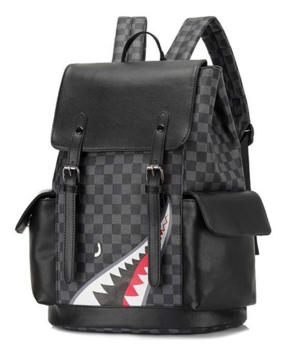 Mochila Hombre De Cuero Suave Diseño Tiburon