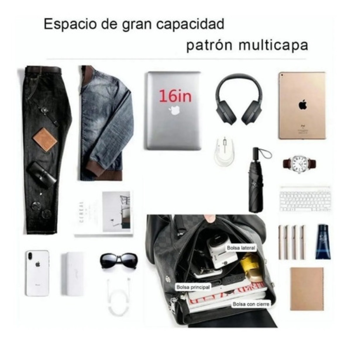 Mochila Hombre De Cuero Suave Diseño Tiburon