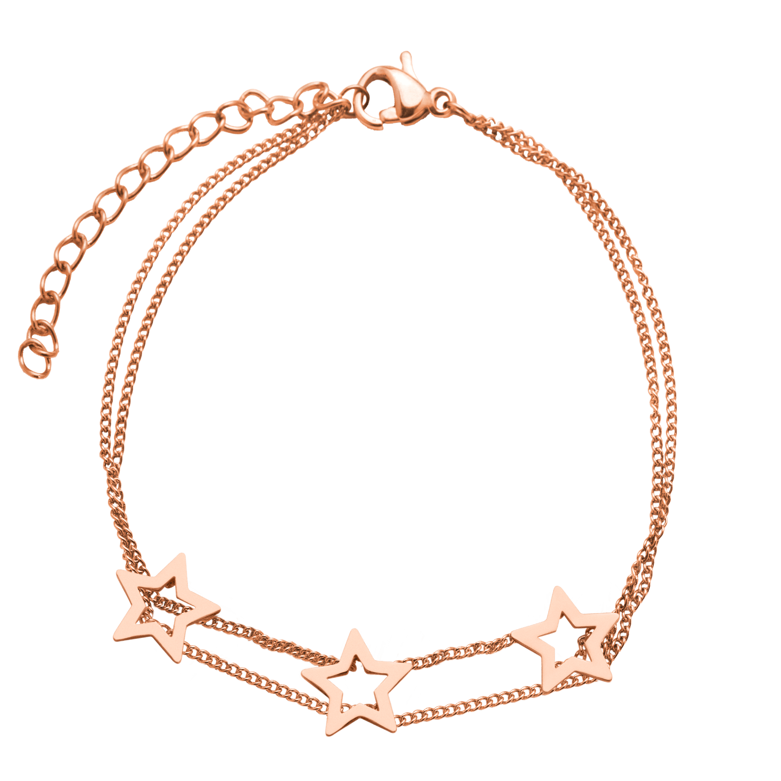 LuckyLy Pulseras Mujer con Dijes de Estrella , Acero Inoxidable con Baño de Oro Rosa 18k - Modelo Sima