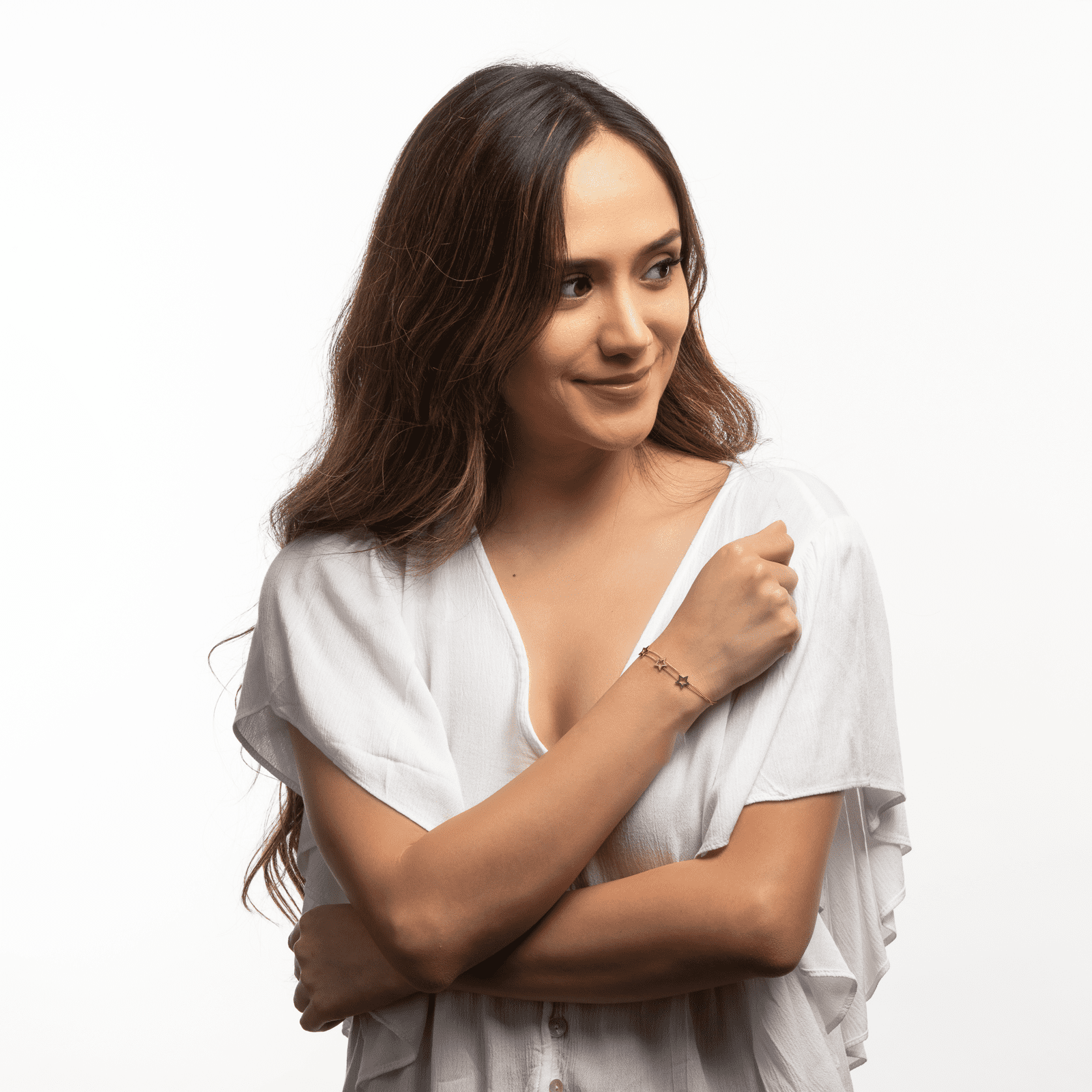 LuckyLy Pulseras Mujer con Dijes de Estrella , Acero Inoxidable con Baño de Oro Rosa 18k - Modelo Sima