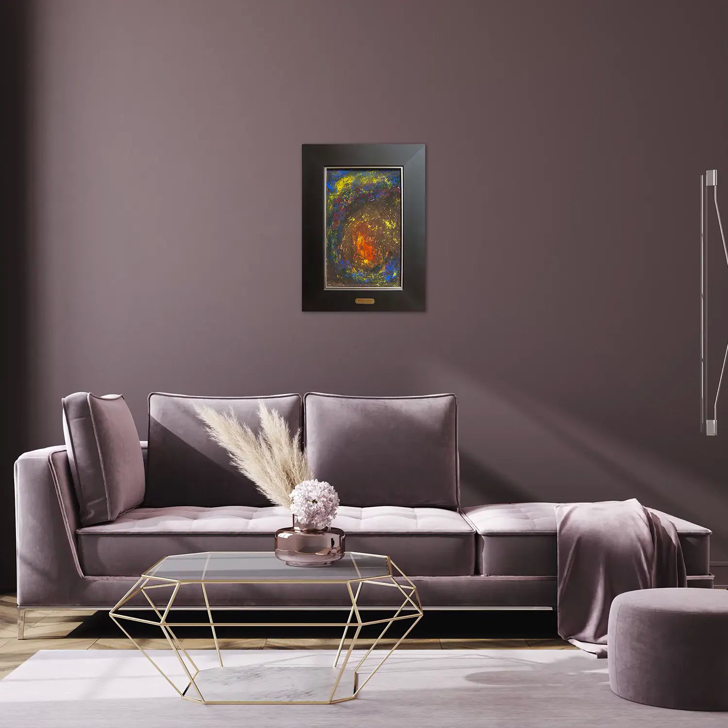 Pintura original - Técnica con pigmento sobre madera - Galaxia - 25.7 x 40.3 cm - Cuadro decorativo