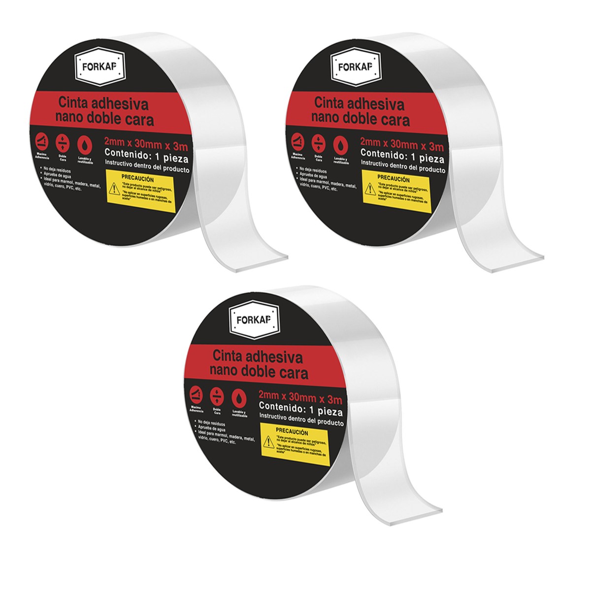 Cinta Magica Doble Cara Nano Tape Lavable Reutilizable 3 Pzs