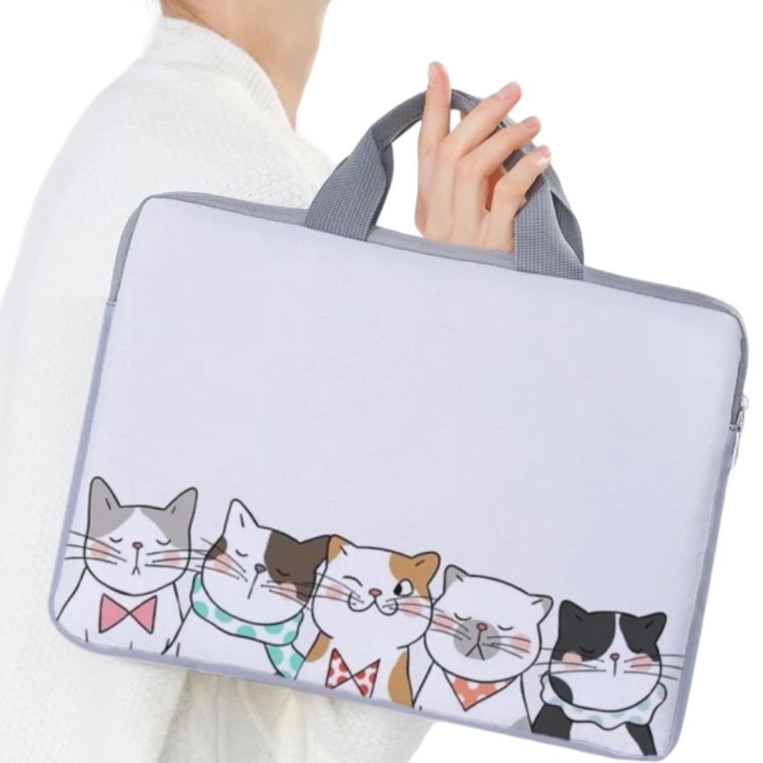Bolsa Funda Case Para Laptop Estampado De Gatos 14 Pulgadas