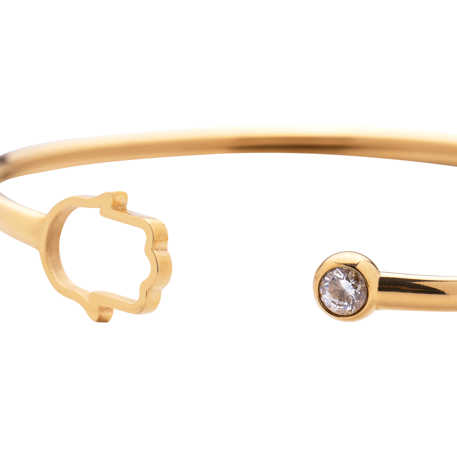 LuckyLy Pulseras Mujer de Mano de Fátima con Zirconia Cúbica , Brazalete de Acero Inoxidable con Baño de Oro 18k- Modelo Kali