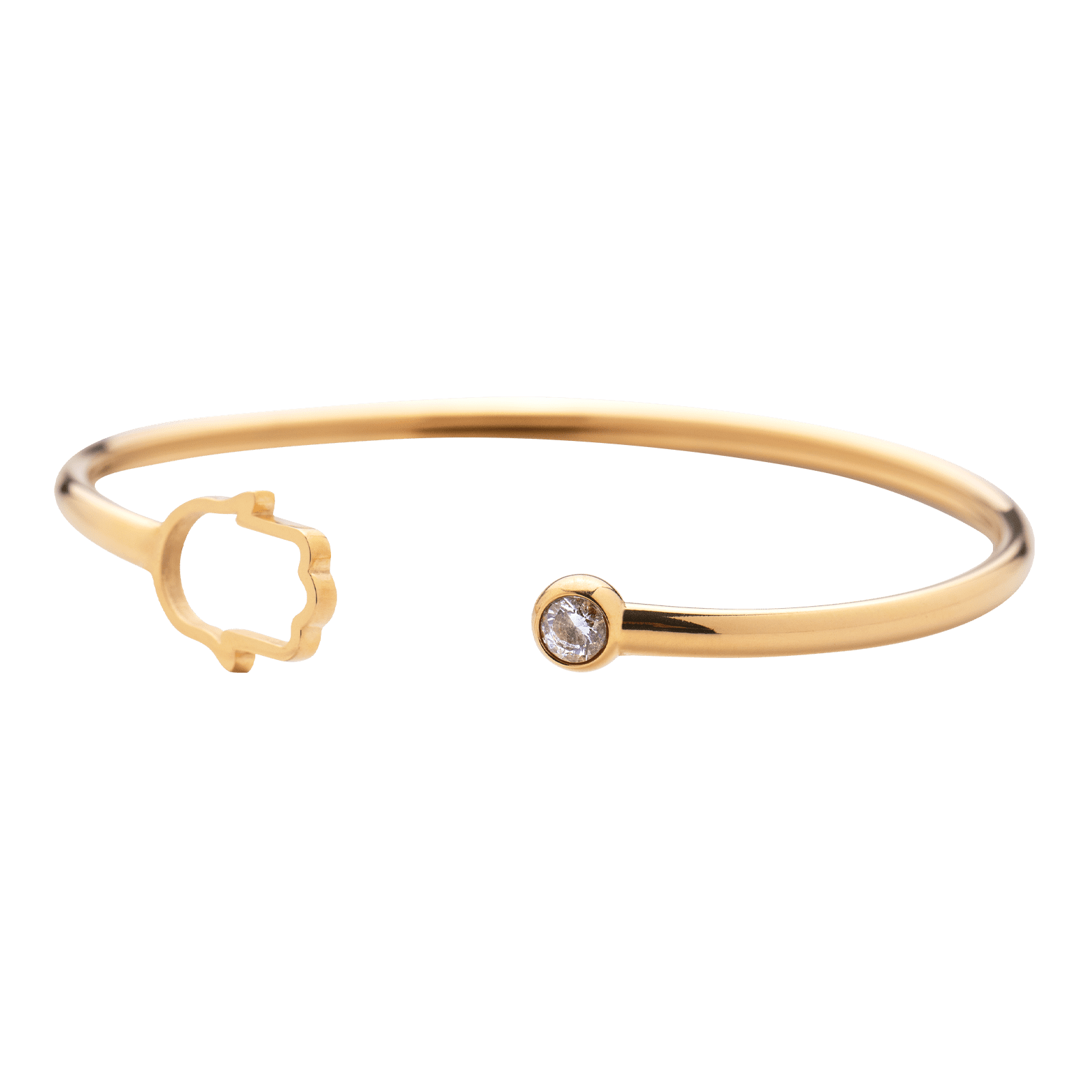 LuckyLy Pulseras Mujer de Mano de Fátima con Zirconia Cúbica , Brazalete de Acero Inoxidable con Baño de Oro 18k- Modelo Kali