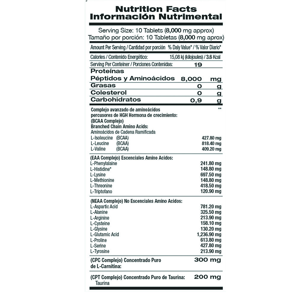 L-amino 8,000 Tabletas Masticables De Aminoácidos Carnitina