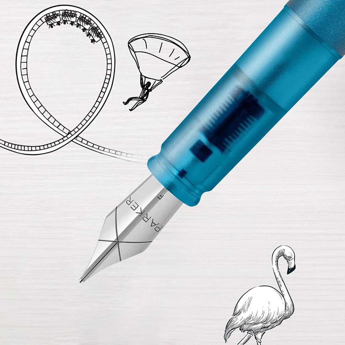 Pluma estilográfica Parker Vector XL | Lacado verde azulado metálico | Punta fina con recambio de tinta azul | Caja de regalo