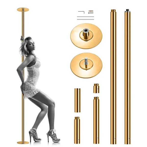 Tubo Portatil Para Pole Dance Ejercicio Sensual Gym Giratorio Dorado