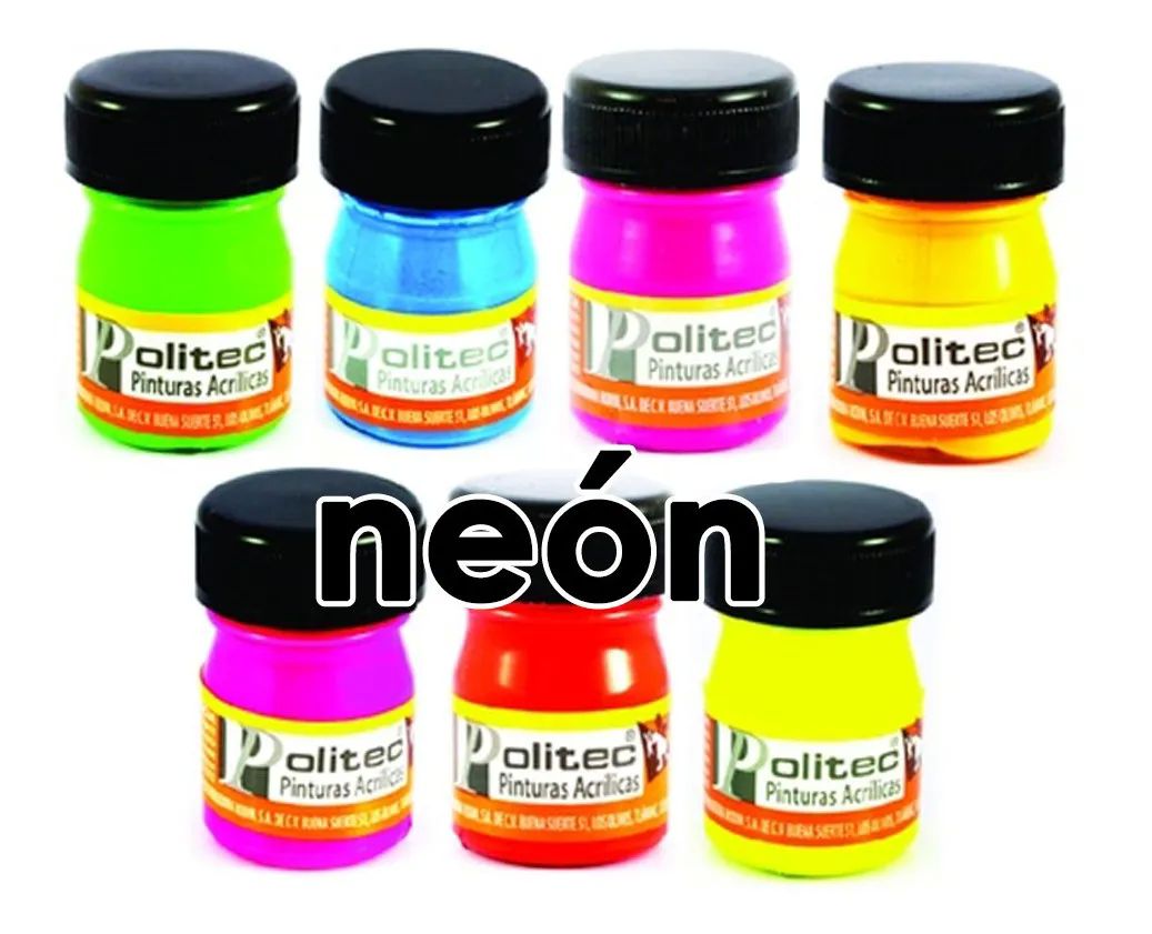 Pinturas Colores Surtido Neon Brilla Luz Uv Politec Acrilica