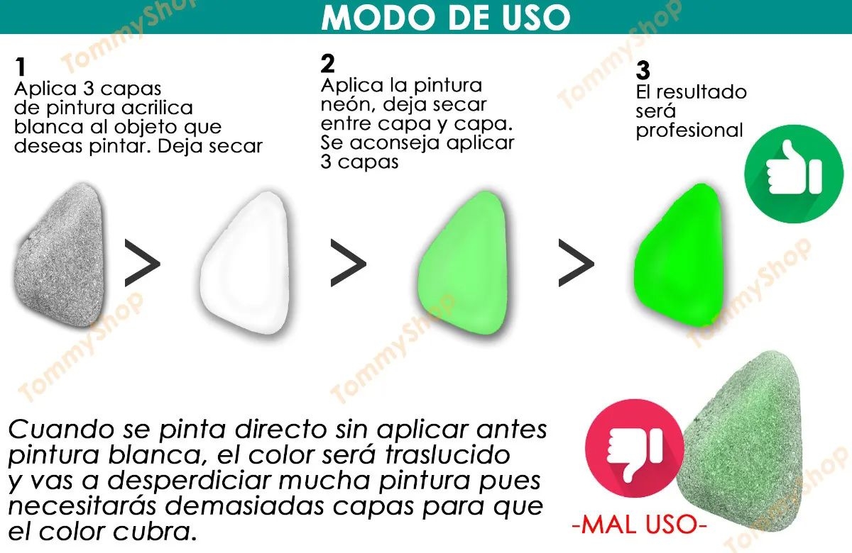 Pinturas Colores Surtido Neon Brilla Luz Uv Politec Acrilica