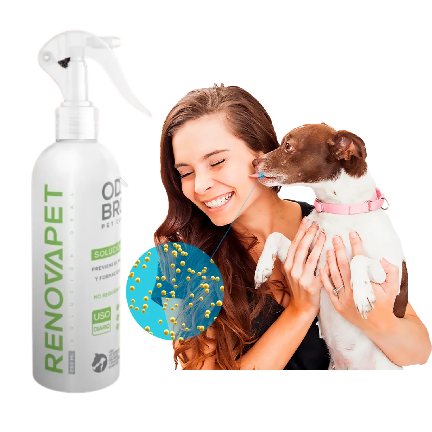 Paquete de  3 piezas  Renovapet Spray Dental y Solución Topica Para Mascotas