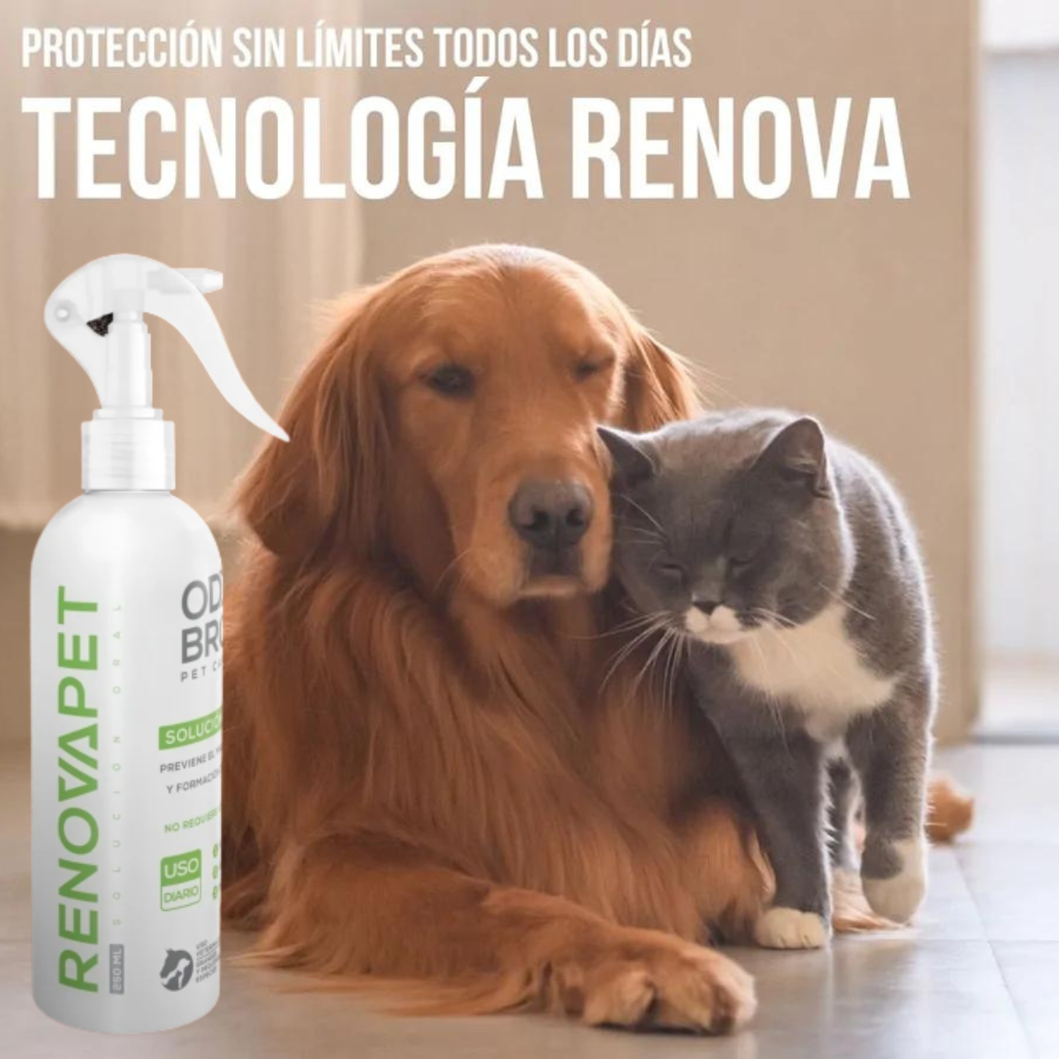 Paquete de  3 piezas  Renovapet Spray Dental y Solución Topica Para Mascotas
