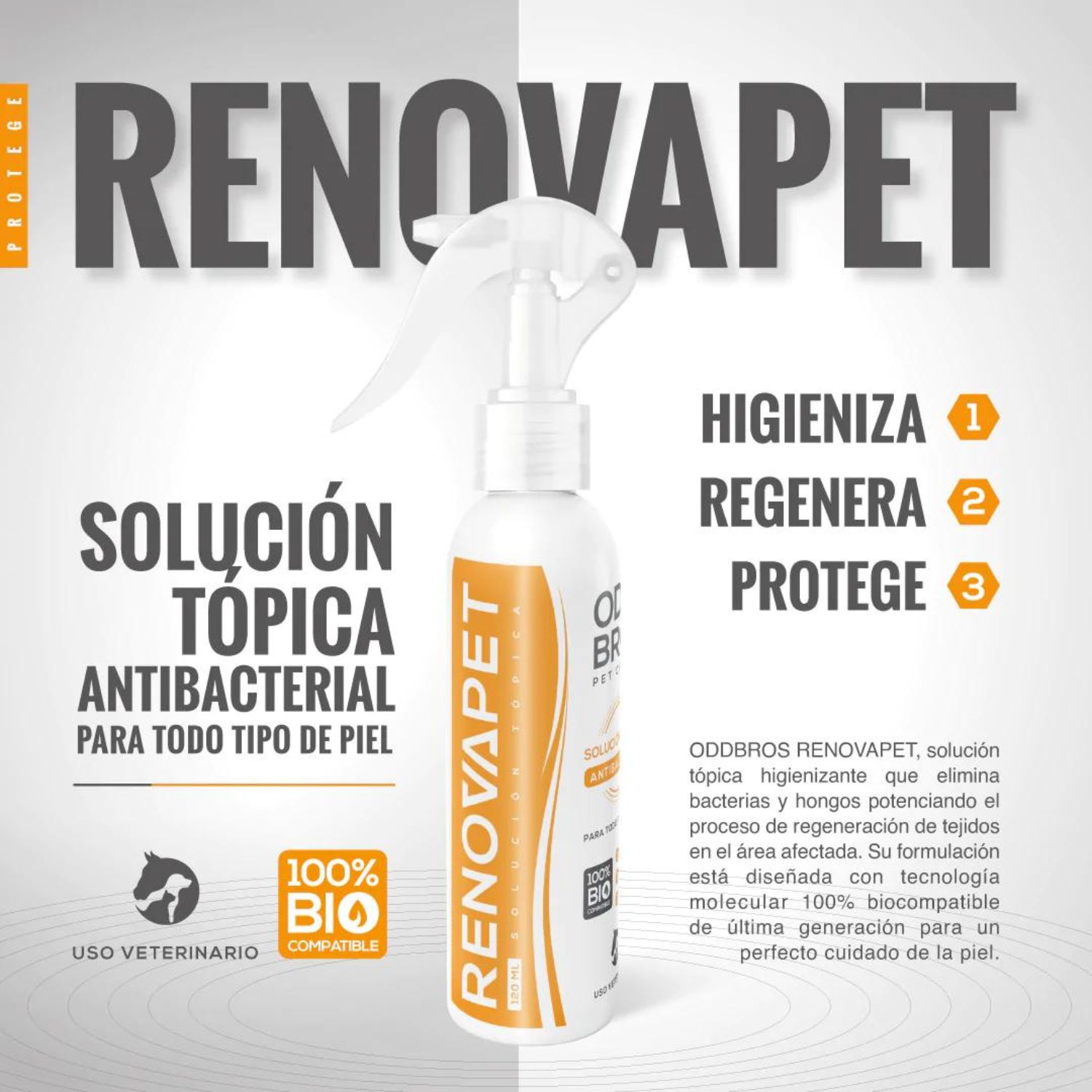 Paquete de  3 piezas  Renovapet Spray Dental y Solución Topica Para Mascotas