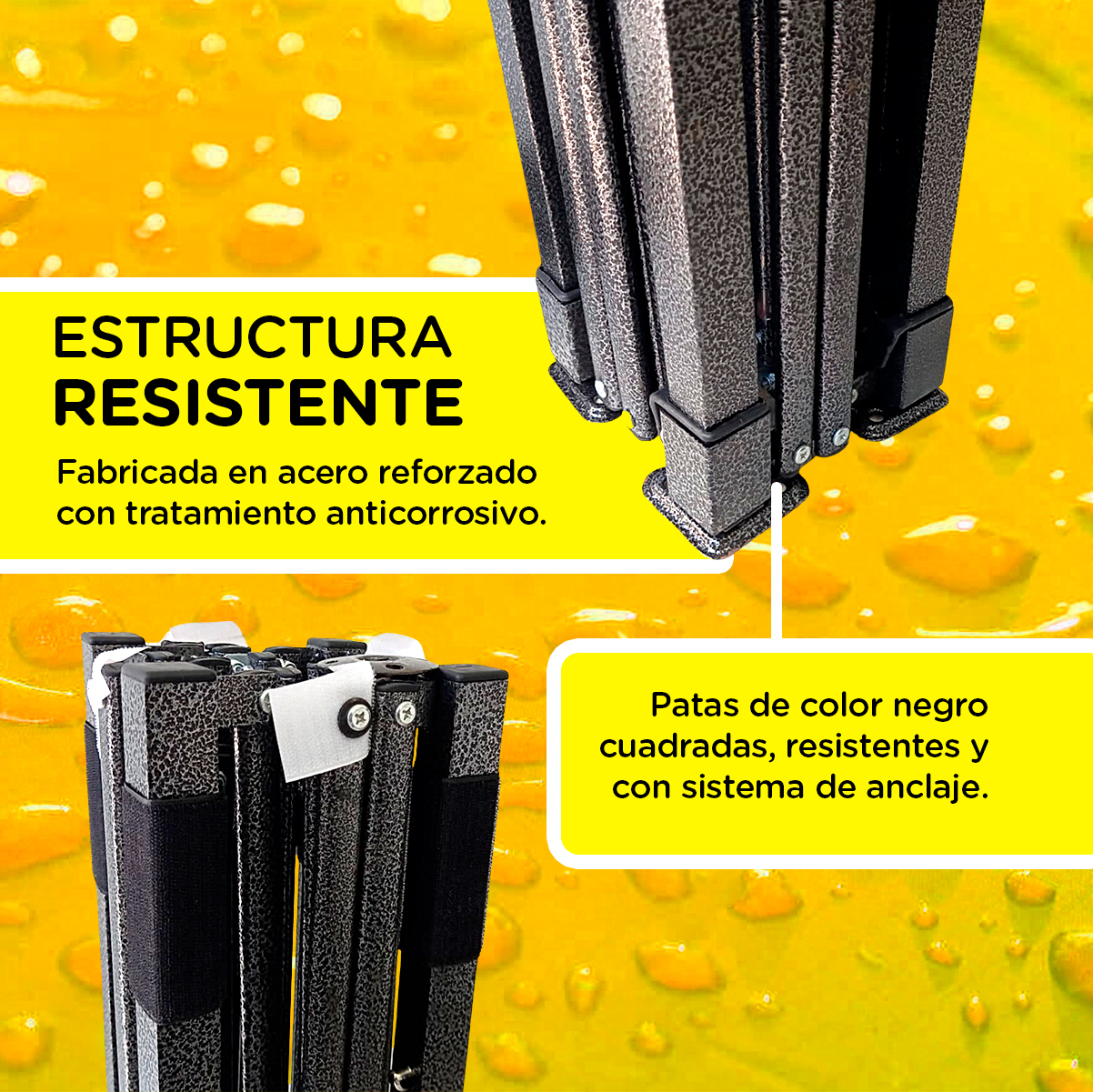 Carpa 3x3 Toldo Marca Gome Amarilla Plegable Reforzado Impermeable  Jardin Exterior