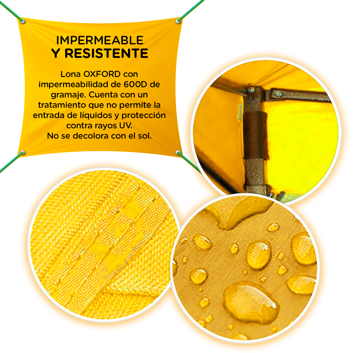 Carpa 3x3 Toldo Marca Gome Amarilla Plegable Reforzado Impermeable  Jardin Exterior