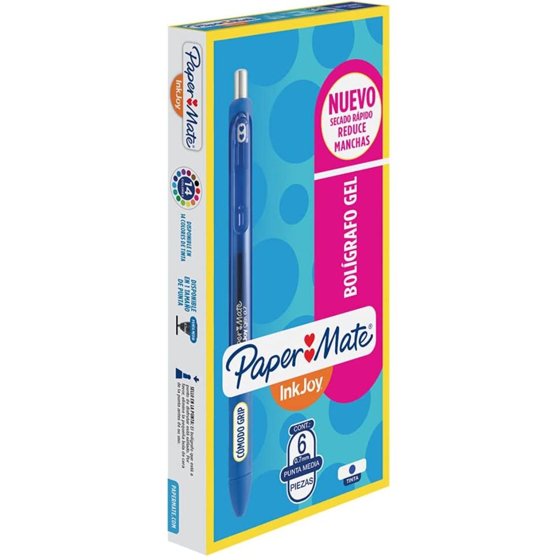 Paper Mate Kilométrico Boligrafo Inkjoy Gel 0.7 6Ct O/S Box Pure Blue