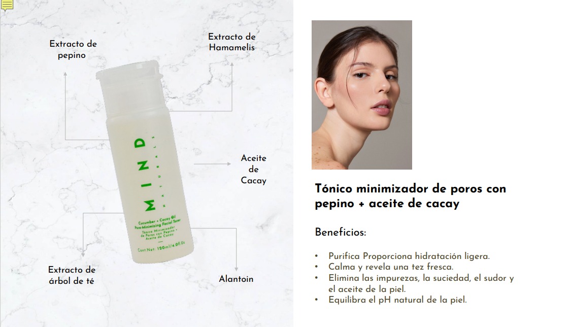 Tónico Facial Minimizador De Poros Con Pepino Aceite De Cacay