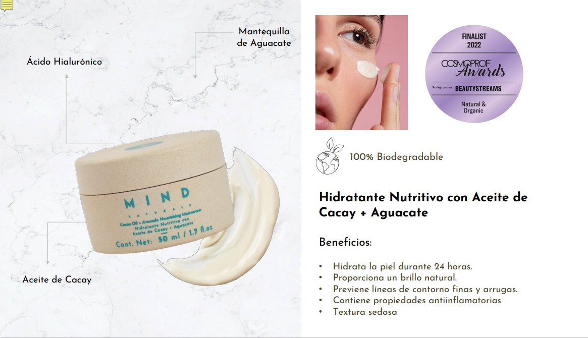 Crema Facial Hidratante Con Aceite de Cacay y Aguacate