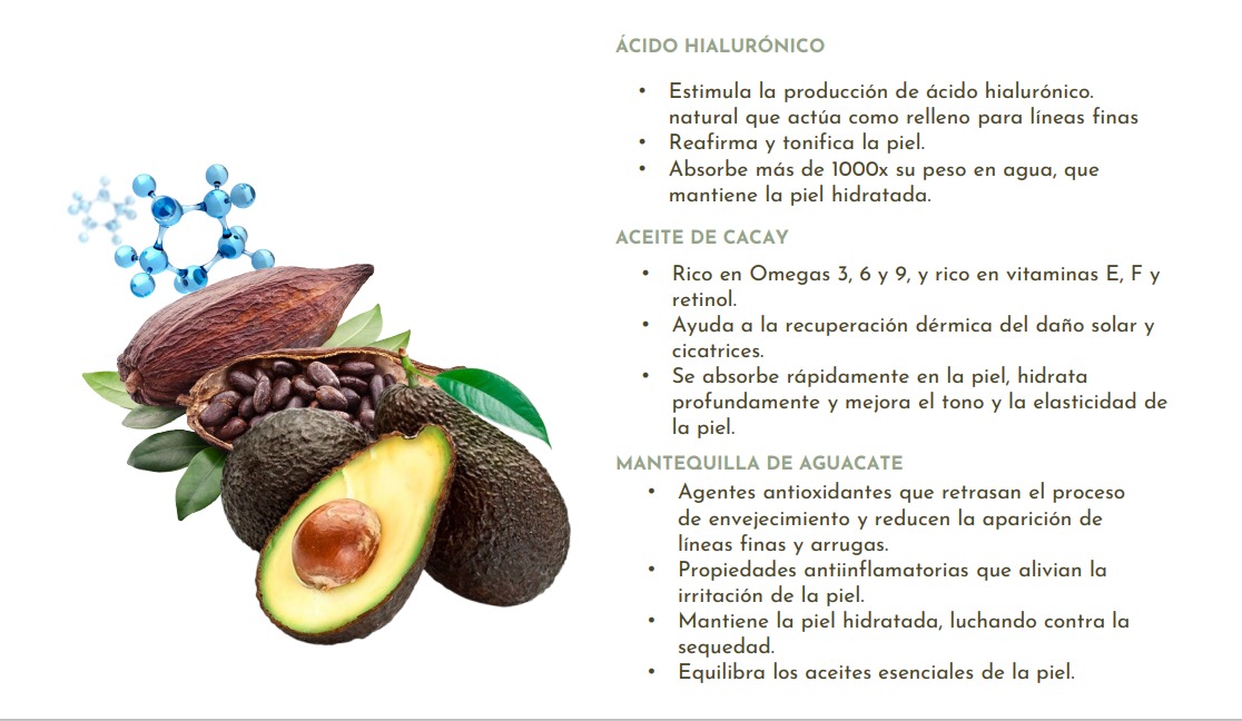 Crema Facial Hidratante Con Aceite de Cacay y Aguacate