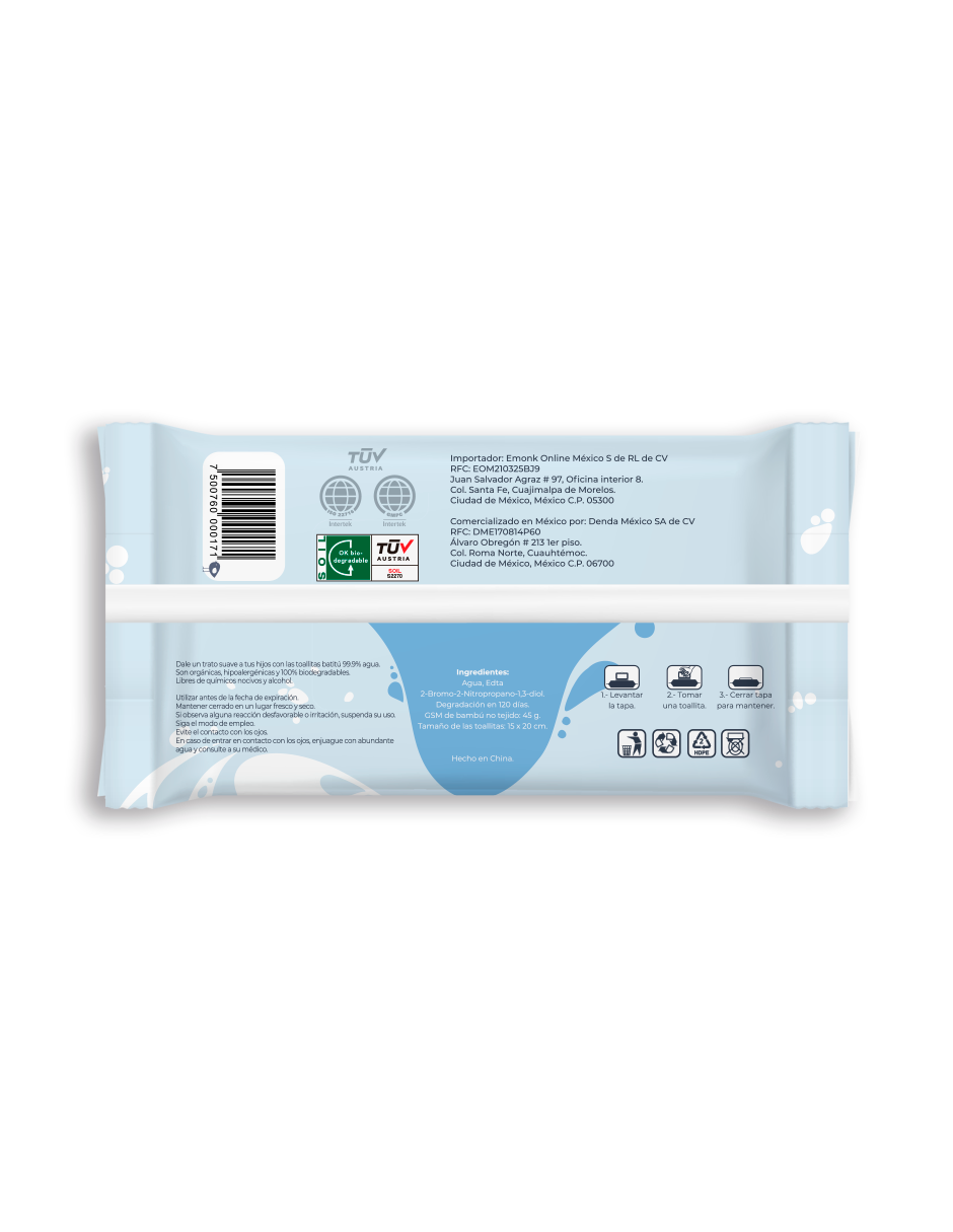 Water wipes 💙 Disponible por paquete o caja ⠀⠀⠀⠀⠀⠀⠀⠀⠀ Estás toallitas  humedas cuenta con tan solo 2 ingredientes: agua ultrapurificada al …