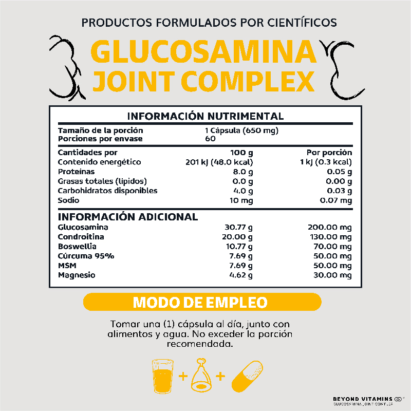 Suplemento Alimenticio Beyond Vitamins Glucosamina y Cúrcuma 60 cápsulas