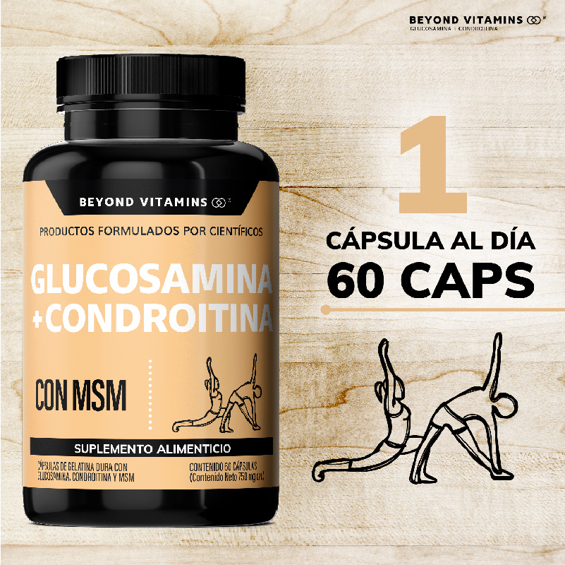Suplemento Alimenticio Beyond Vitamins Glucosamina + Condroitina con MSM 60 cápsulas