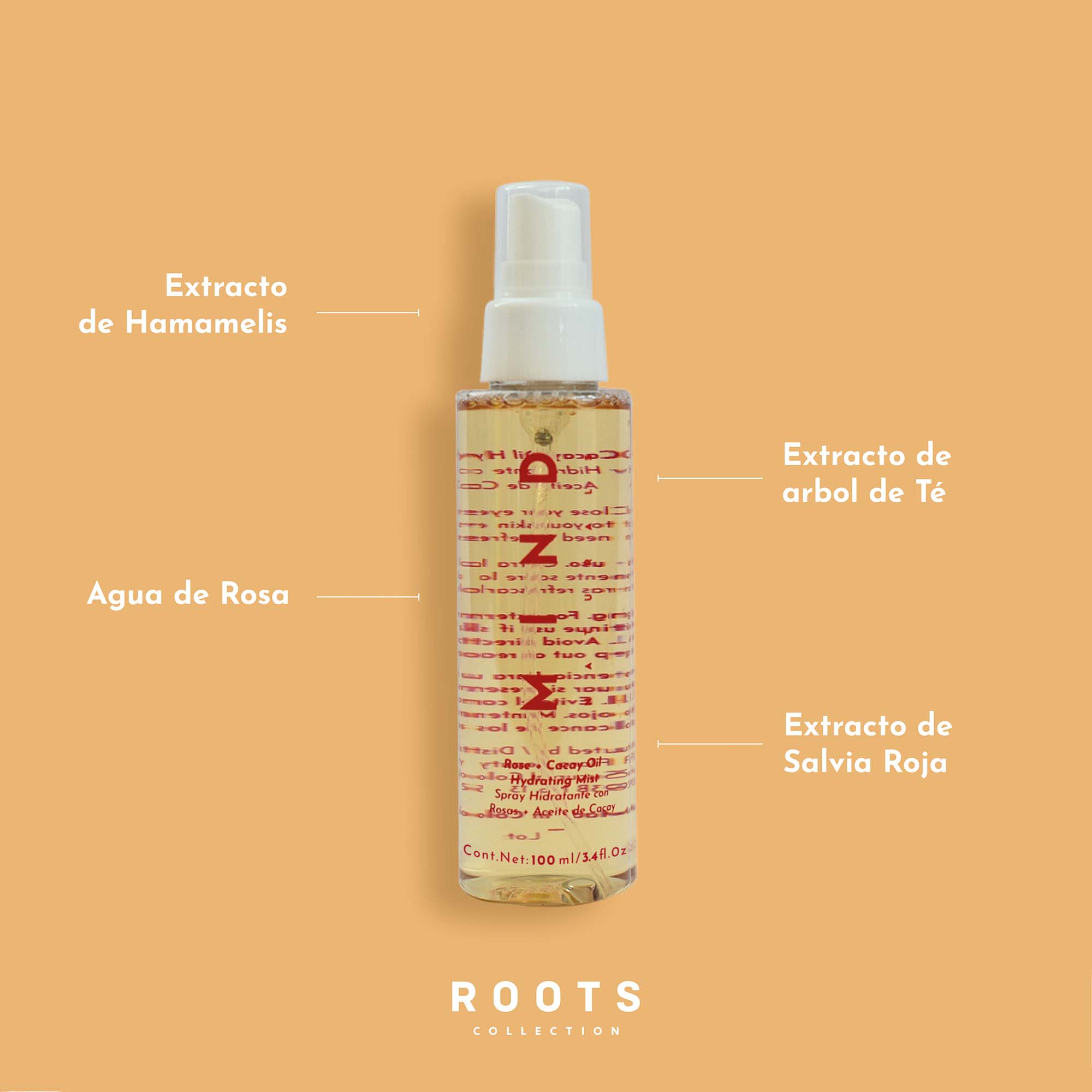 Spray Facial Hidratante Con Aceite de Cacay Agua De Rosa