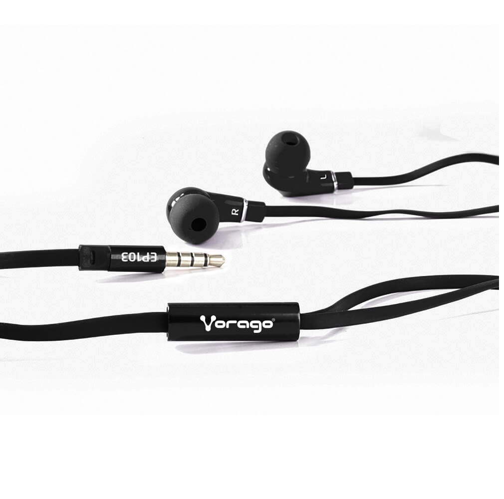 Vorago Audífonos con Micrófono EP-103 Alámbrico 3.5mm 1.2 Metros Negro cable portátil alámbrico cel