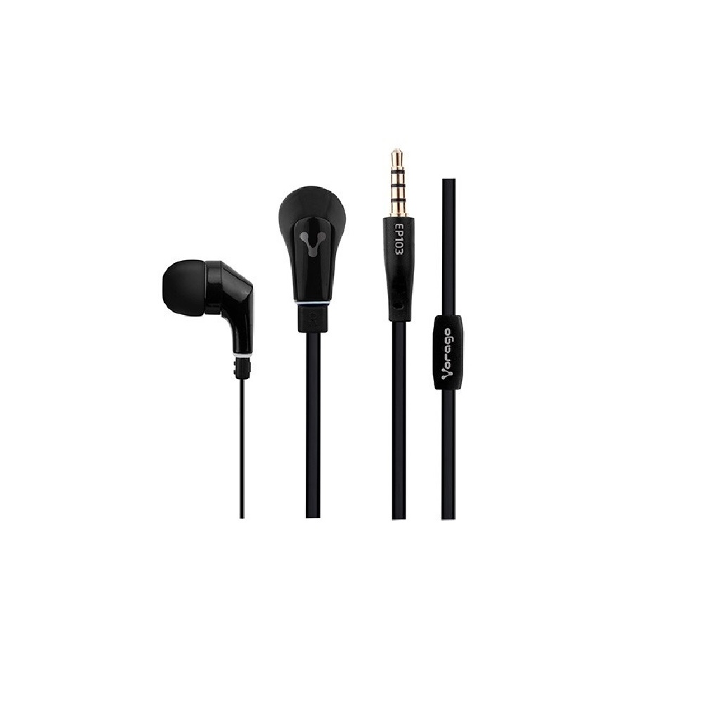 Vorago Audífonos con Micrófono EP-103 Alámbrico 3.5mm 1.2 Metros Negro cable portátil alámbrico cel