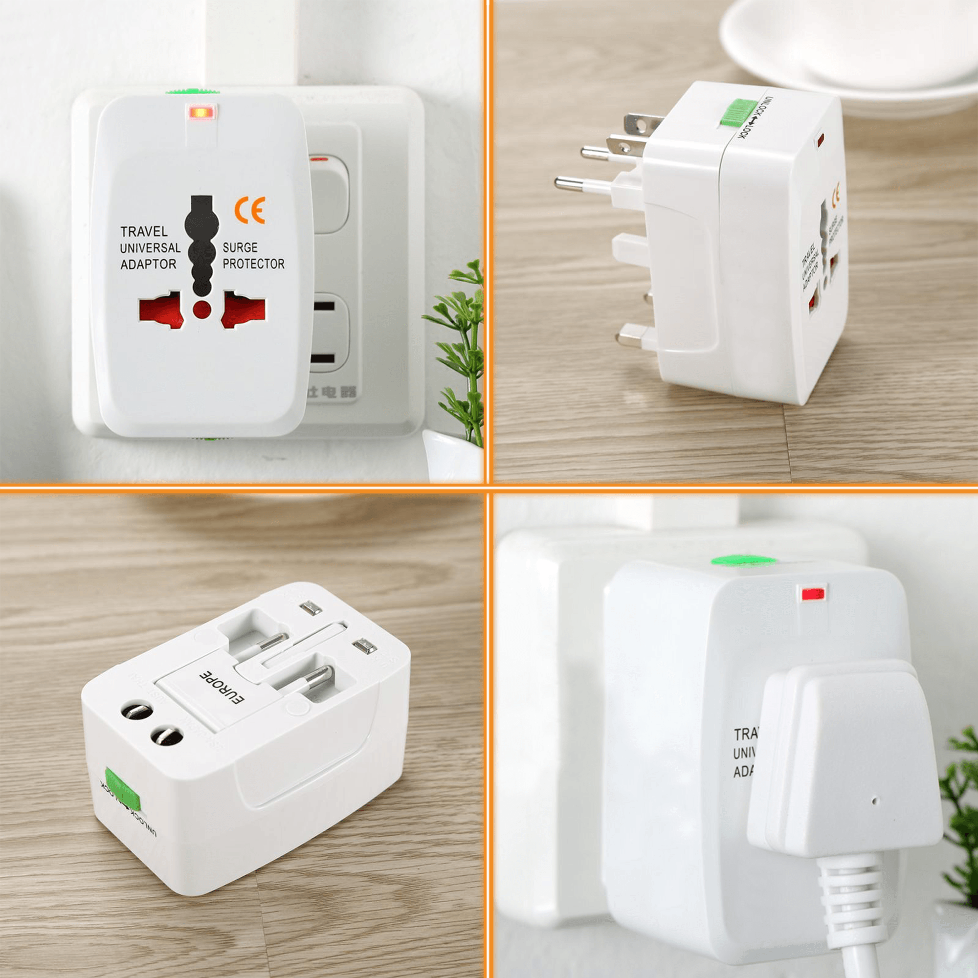 Adaptador Archy de Enchufe Internacional Cargador para Viajes Adaptador Universal Todo en Uno Múltiples Conexiones Europeo Japon China Canadá USA EU UK AU Cargador Europeo.