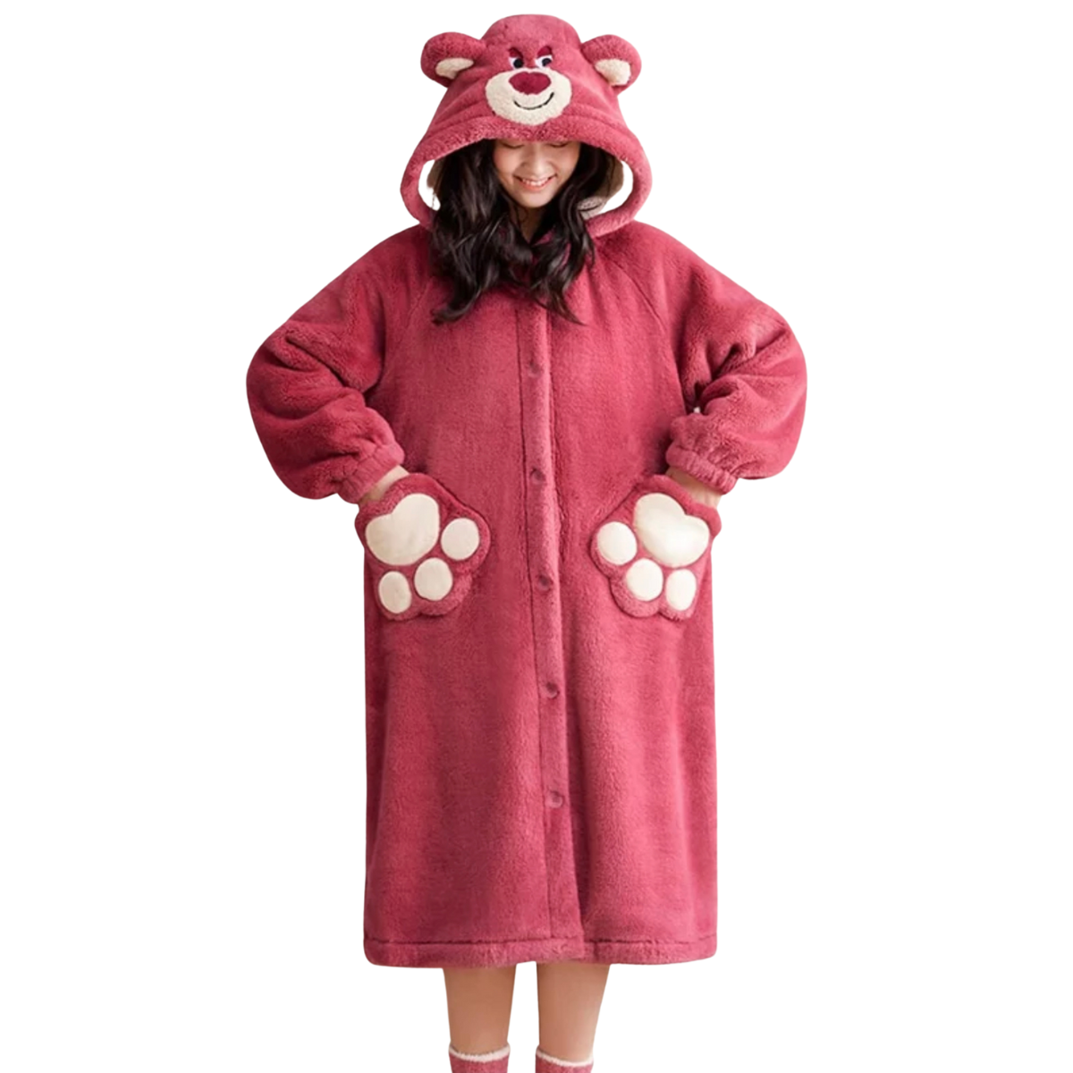 Bata Afelpada con Capucha Para Mujer Invierno Calientita Dormir Cosplay Abrigo PIJ-060