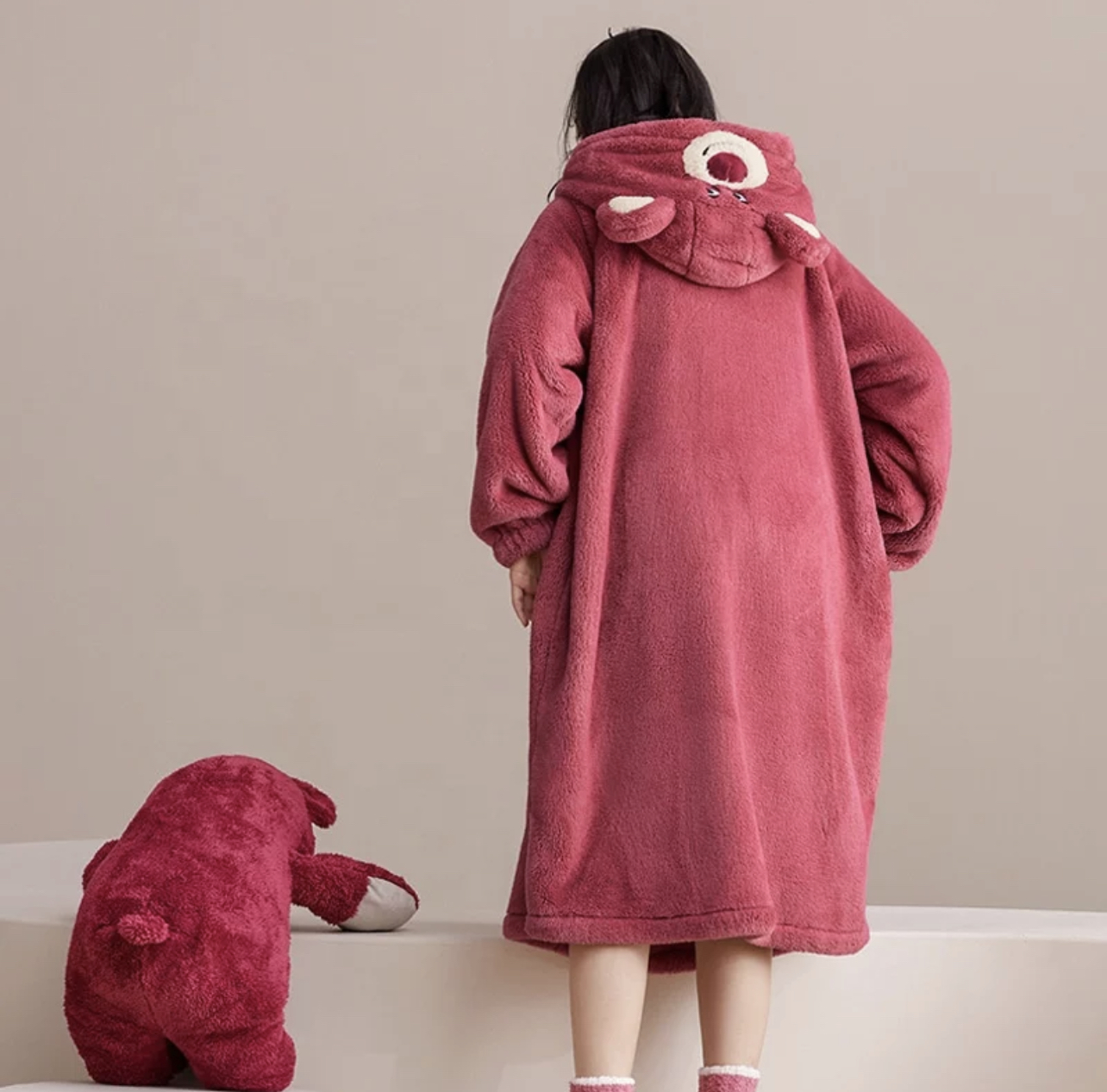 Bata Afelpada con Capucha Para Mujer Invierno Calientita Dormir Cosplay Abrigo PIJ-060