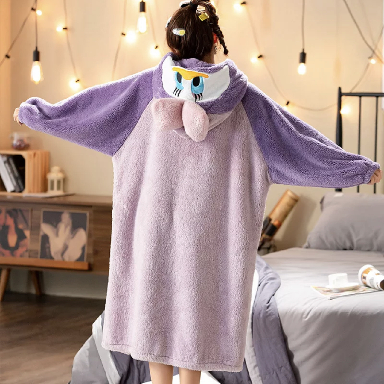 Bata Afelpada con Capucha Para Mujer Invierno Calientita Dormir Cosplay Abrigo PIJ-060