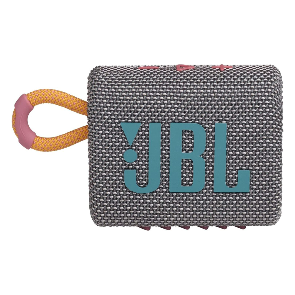 JBL Go 3, Bocina Portátil Bluetooth, 4.2 W de Potencia, Reproducción 5 Horas, Resistente al Agua y al Polvo IP67 - Gris.