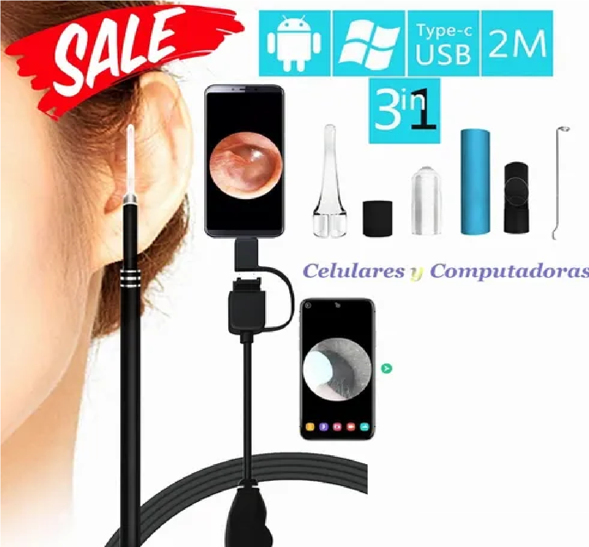 Mini Camara Endoscopio Limpieza Oidos Otoscopio Dental Y Mas