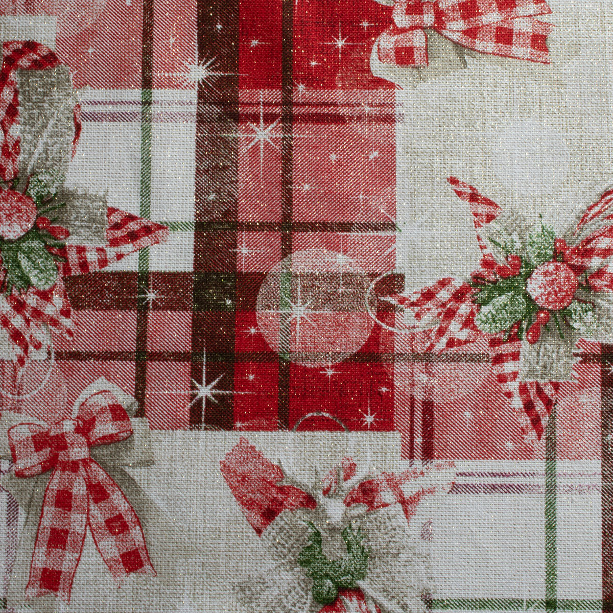 Decoración para Mesa Mantel rectangular para mesa, Rojo/esferas, Adorno Navideño, Algodón, 270 cm largo, Navidad