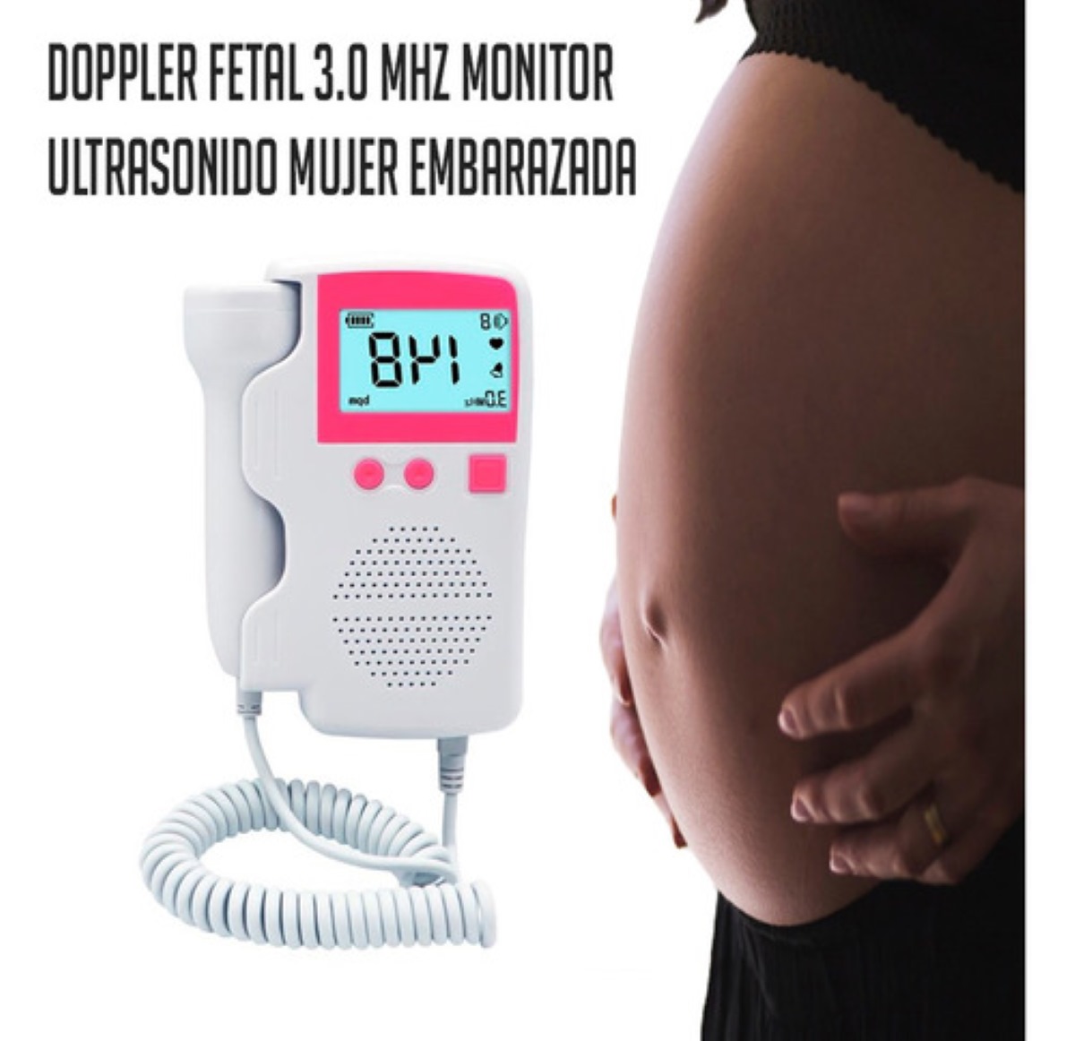 Doppler Fetal Ultrasonido Portátil Blanco con Rosa