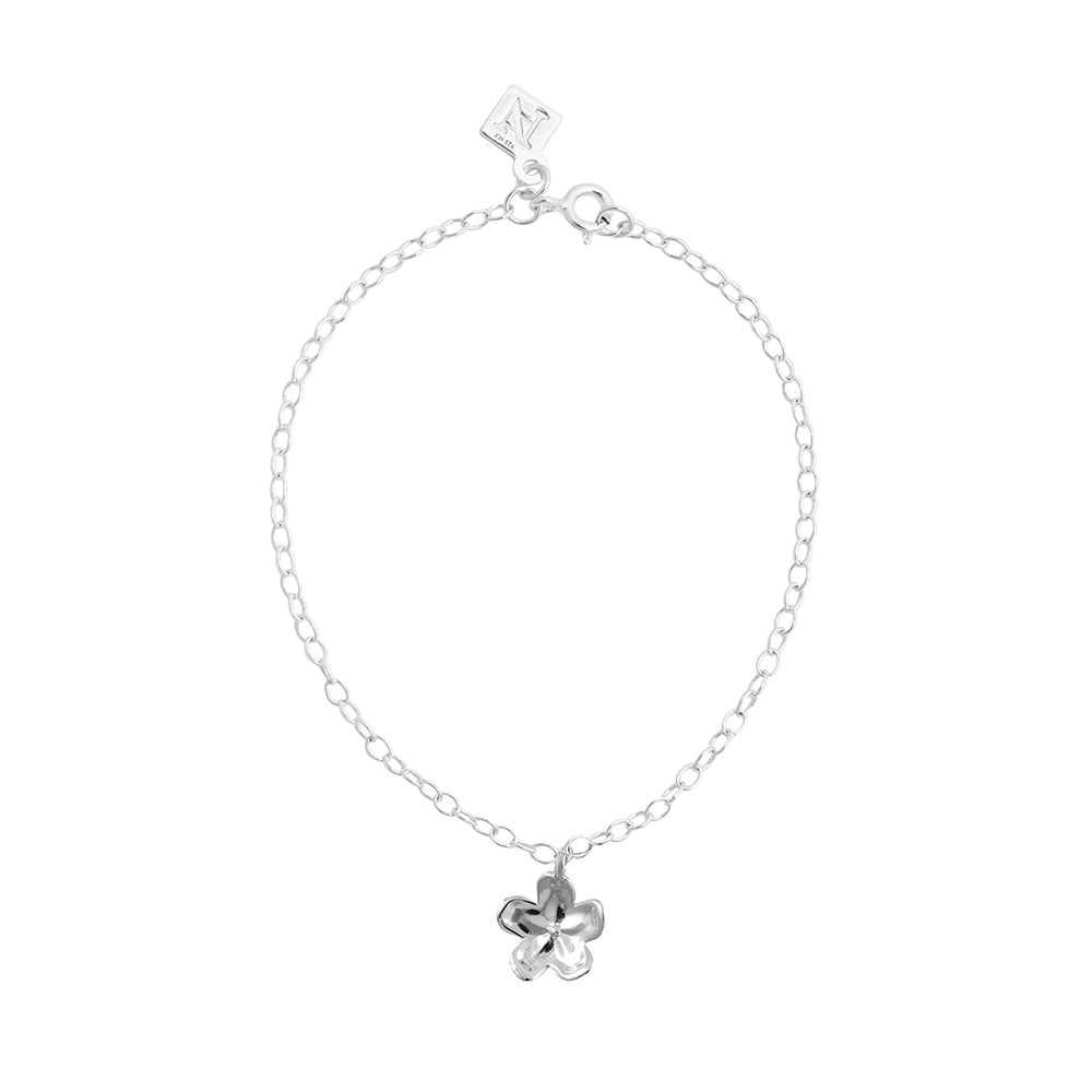 Pulsera flor de plata .925 y cadena, Colección Floral, Joyería para Mujer de Anante Joyería