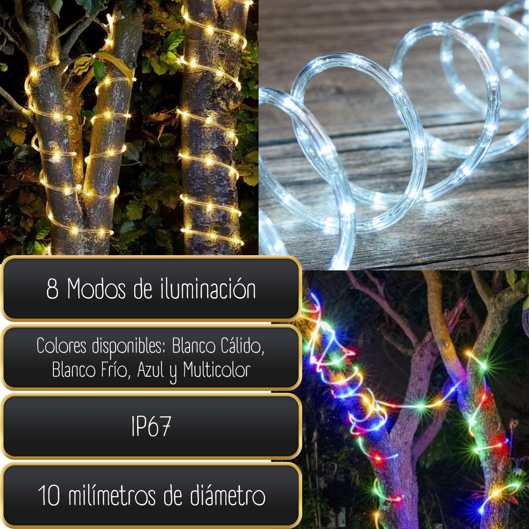 Manguera Led Navideña 100 Metros 8 Modos Dimmer Control IP67 Dosyu