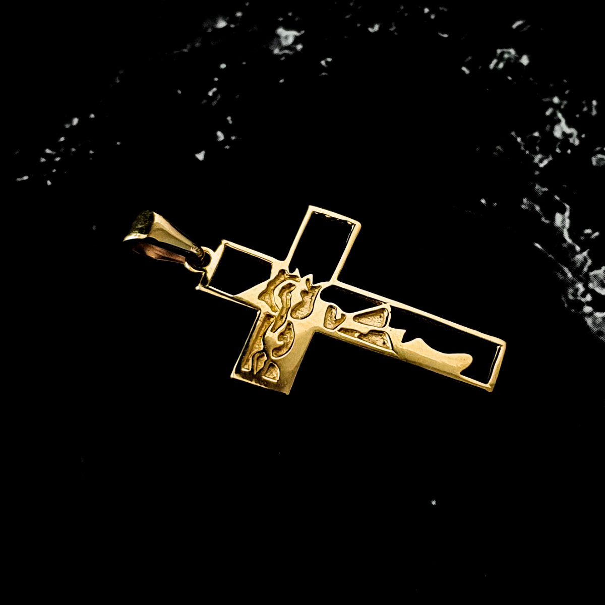 Dije cruz de oro 10k , unisex de rostro de Cristo. Incluye certificado de la joyería 