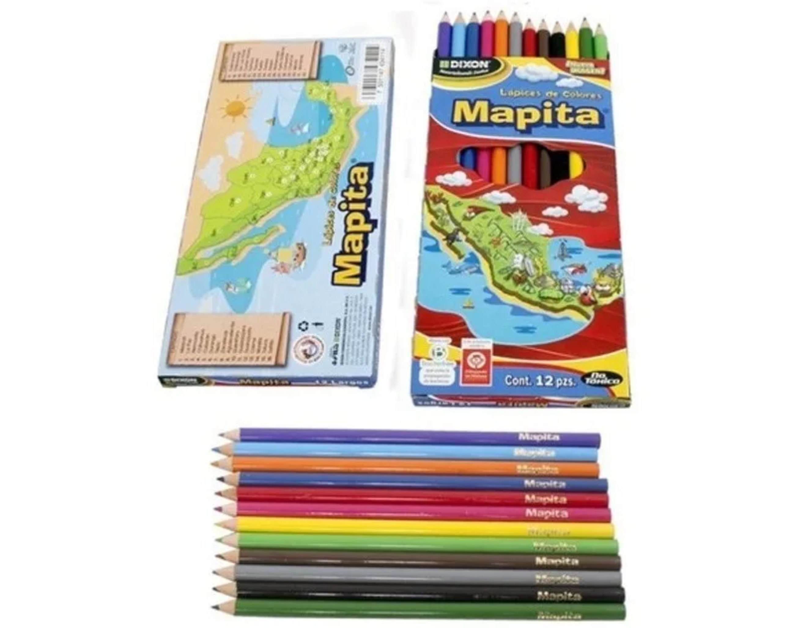 5 Cajas De Colores Mapita Con 12 Lapices Largos