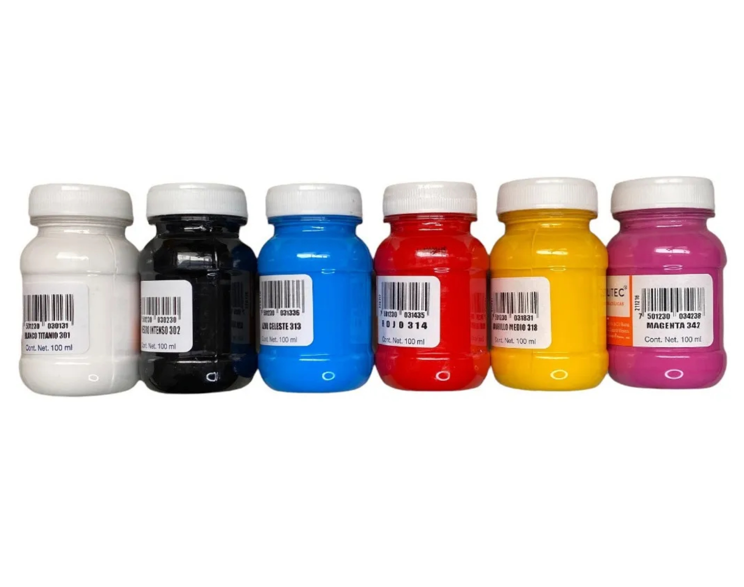 Set Pinturas Acrilicas Politec 6pz 100ml Colores Primarios