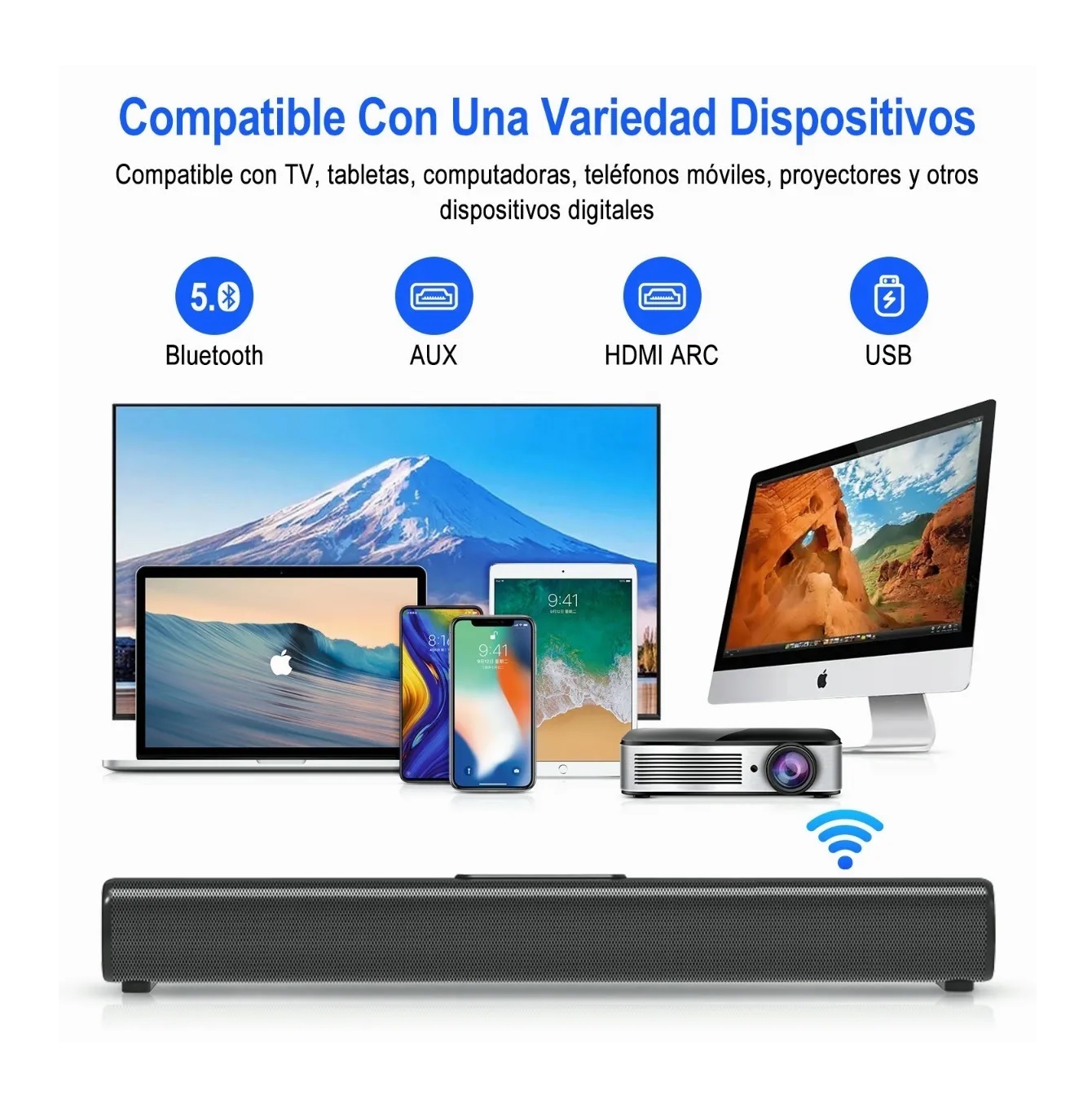 Barra De Sonido Bocina Para Tv Bs-20l Bocina 50w Bluetooth