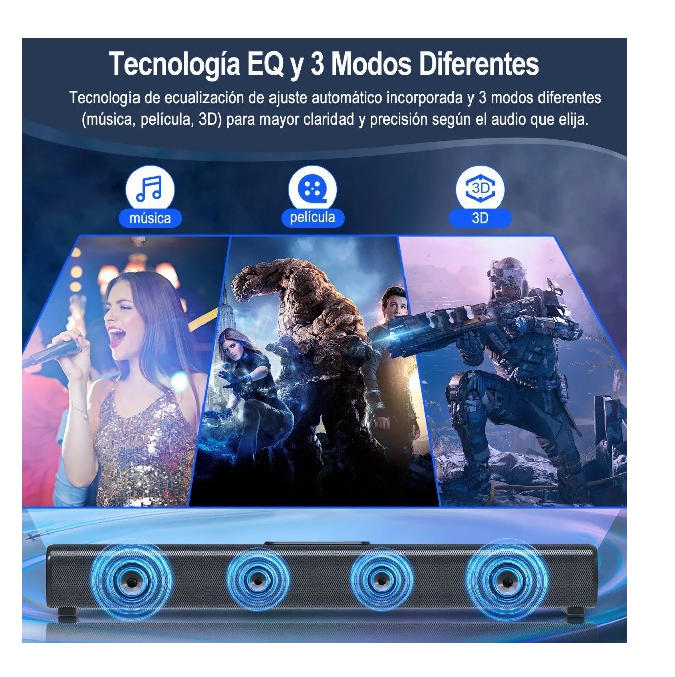 Barra De Sonido Bocina Para Tv Bs-20l Bocina 50w Bluetooth