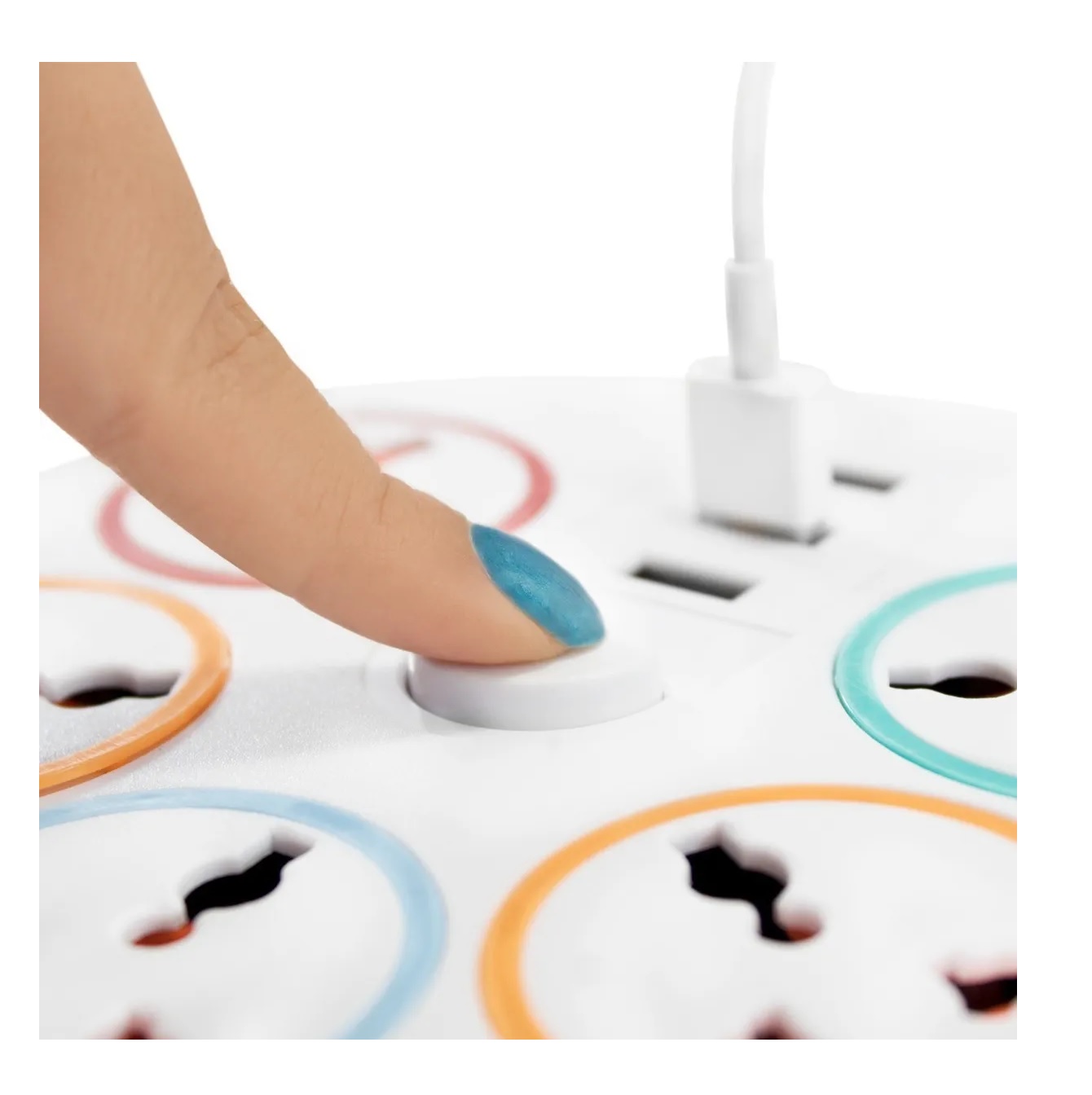 Multicontacto Circular Multiusos 5 Contactos + 3 Puertos Usb