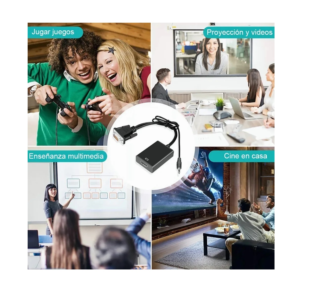 Cable  Adaptador Convertidor Video Vga Hdmi  + Audio Full Hd 1080p