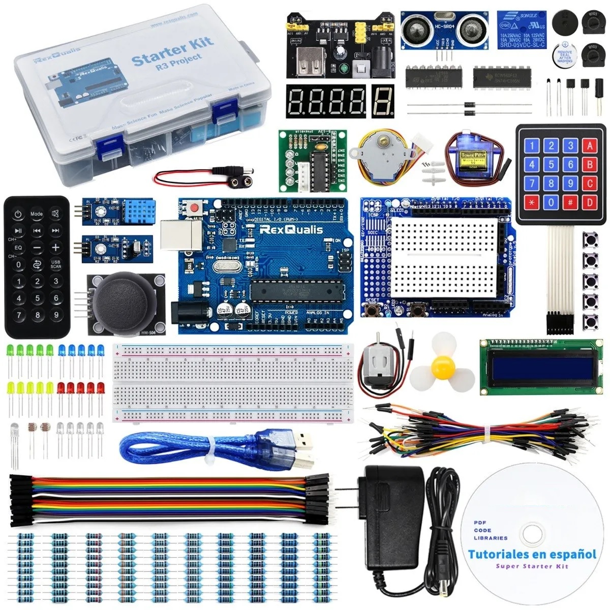 Kit Compatible C/ Arduino Uno R3 Con Español Tutorial