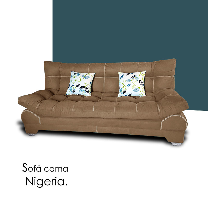 Sofa cama Nigeria Suede Canela +02 cojines decorativos Maderian // ENTREGA A CDMX Y ZONA METROPOLITANA.