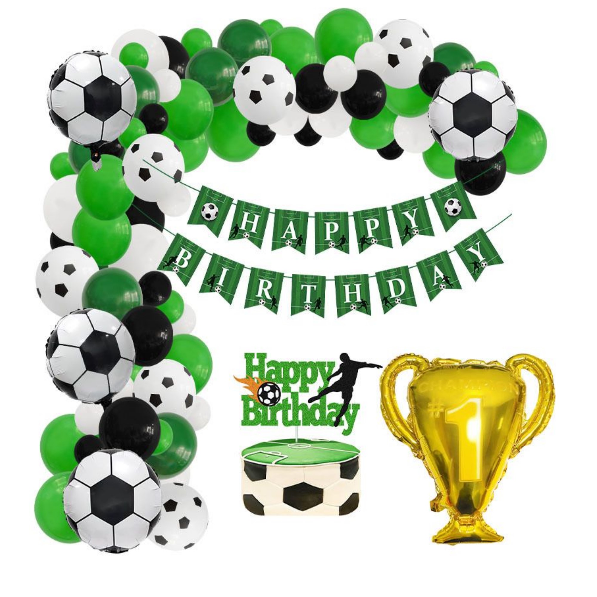 SET DE GLOBOS Y ADORNOS PARA CUMPLEAÑOS FUTBOL SOCCER